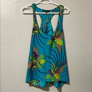 Vibrant Blue and Yellow flows Cut Tank Top